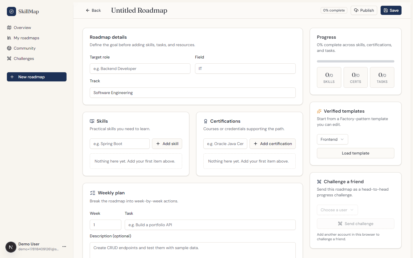 SkillMap interface preview